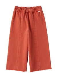 pantaloni culotte in gabardina color mattone