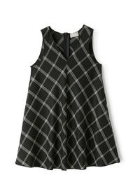 Sleeveless dress in checked technowool