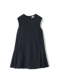 Sleeveless blue dress in a pinstripe pattern
