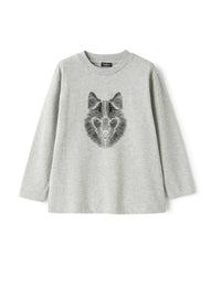 Grey t-shirt with wolf print design