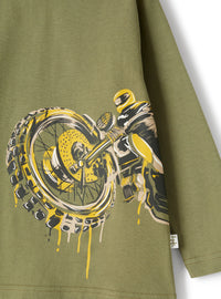 t-shirt con stampa motociclista