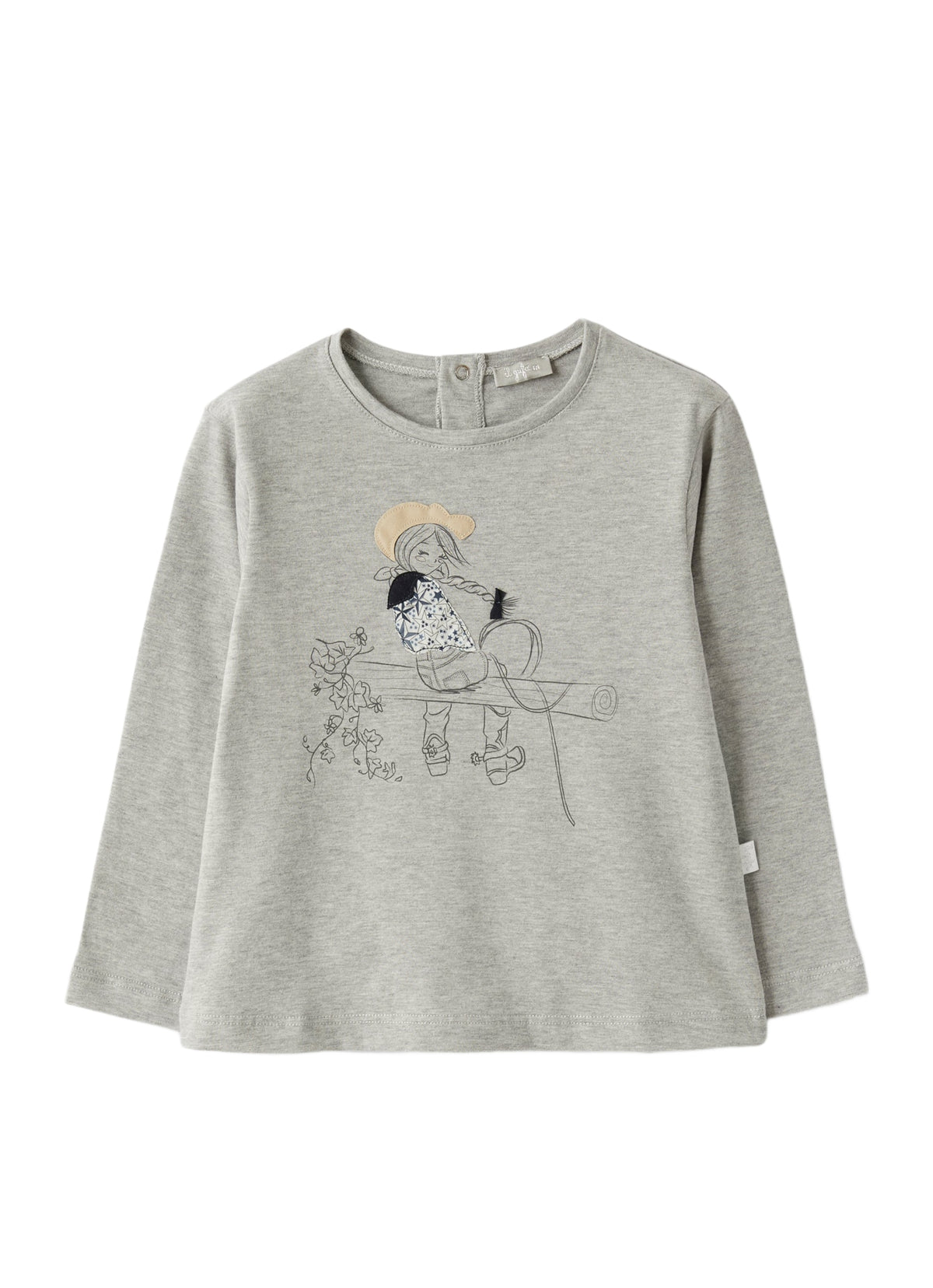 Grey T-Shirt With Cowgirl Print