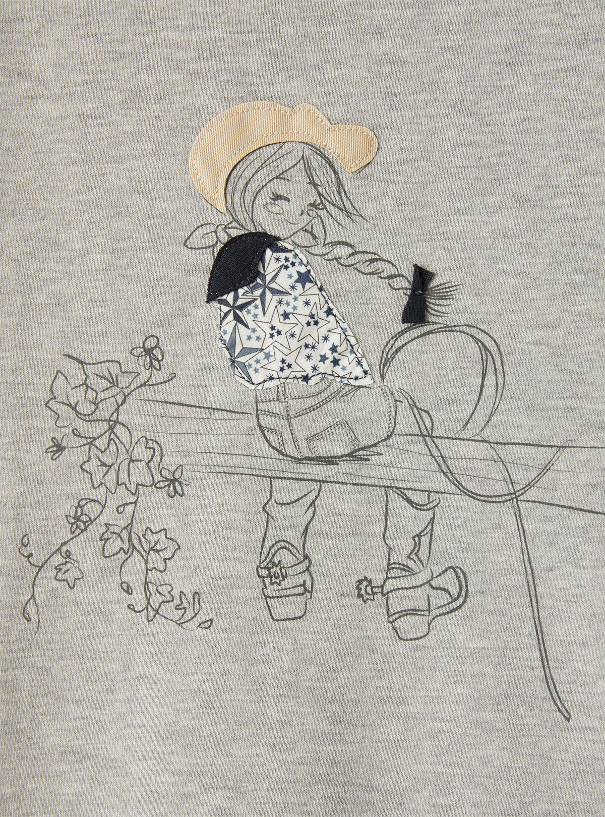 Grey T-Shirt With Cowgirl Print