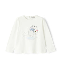 White T-shirt with squirrel print