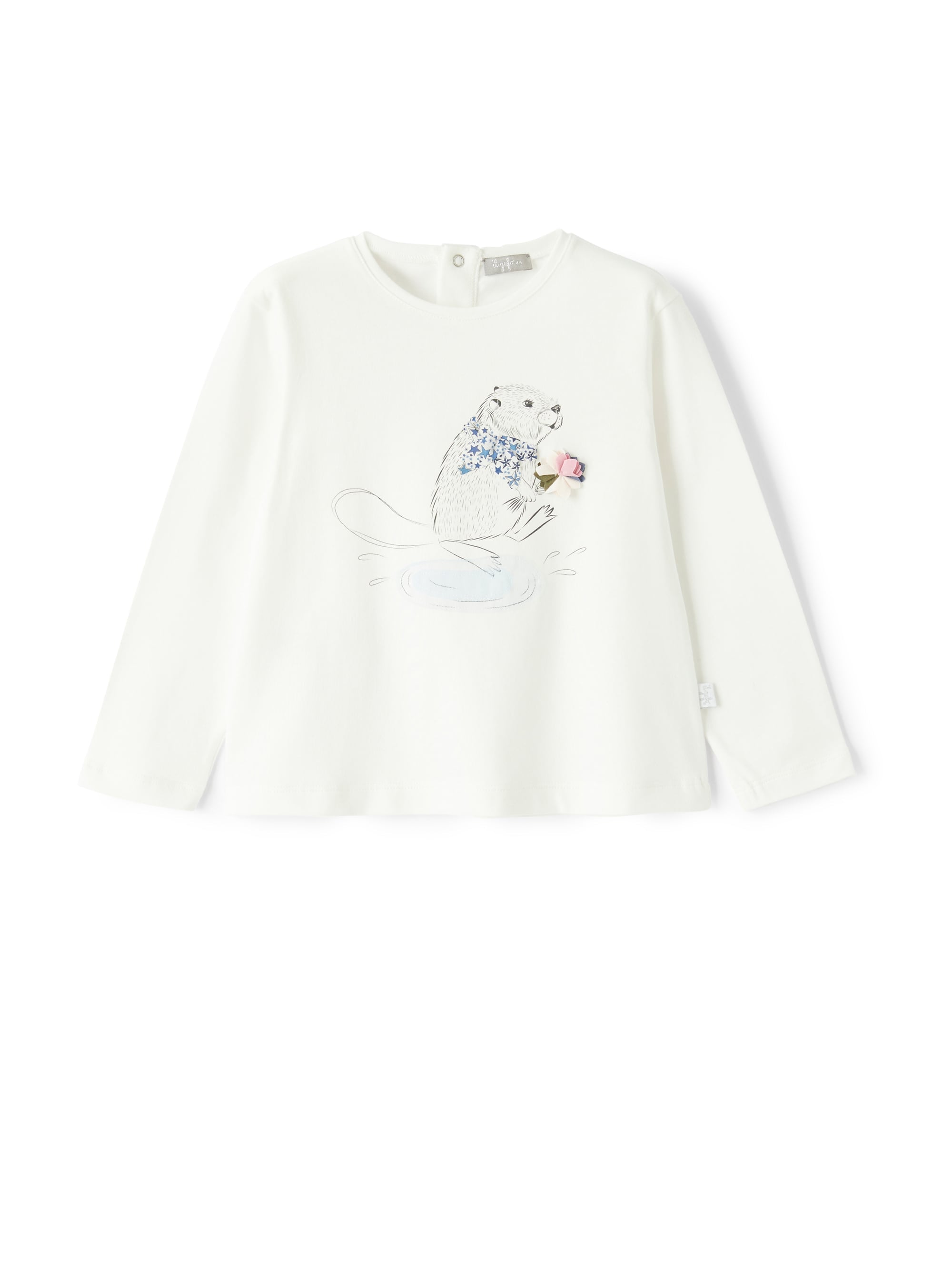 White T-shirt with squirrel print
