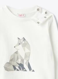 Baby Boy’S T-Shirt With Wolf Print Detail