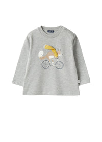 T-shirt avec imprimé renard - Grigio Nickel & Giallo Acero