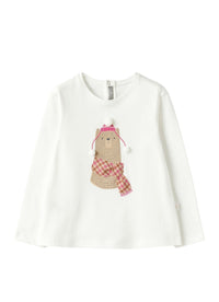 t-shirt manica lunga con  stampa orsetto