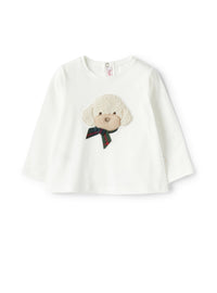 Baby boy’s T-shirt with poodle detail in teddy fleece