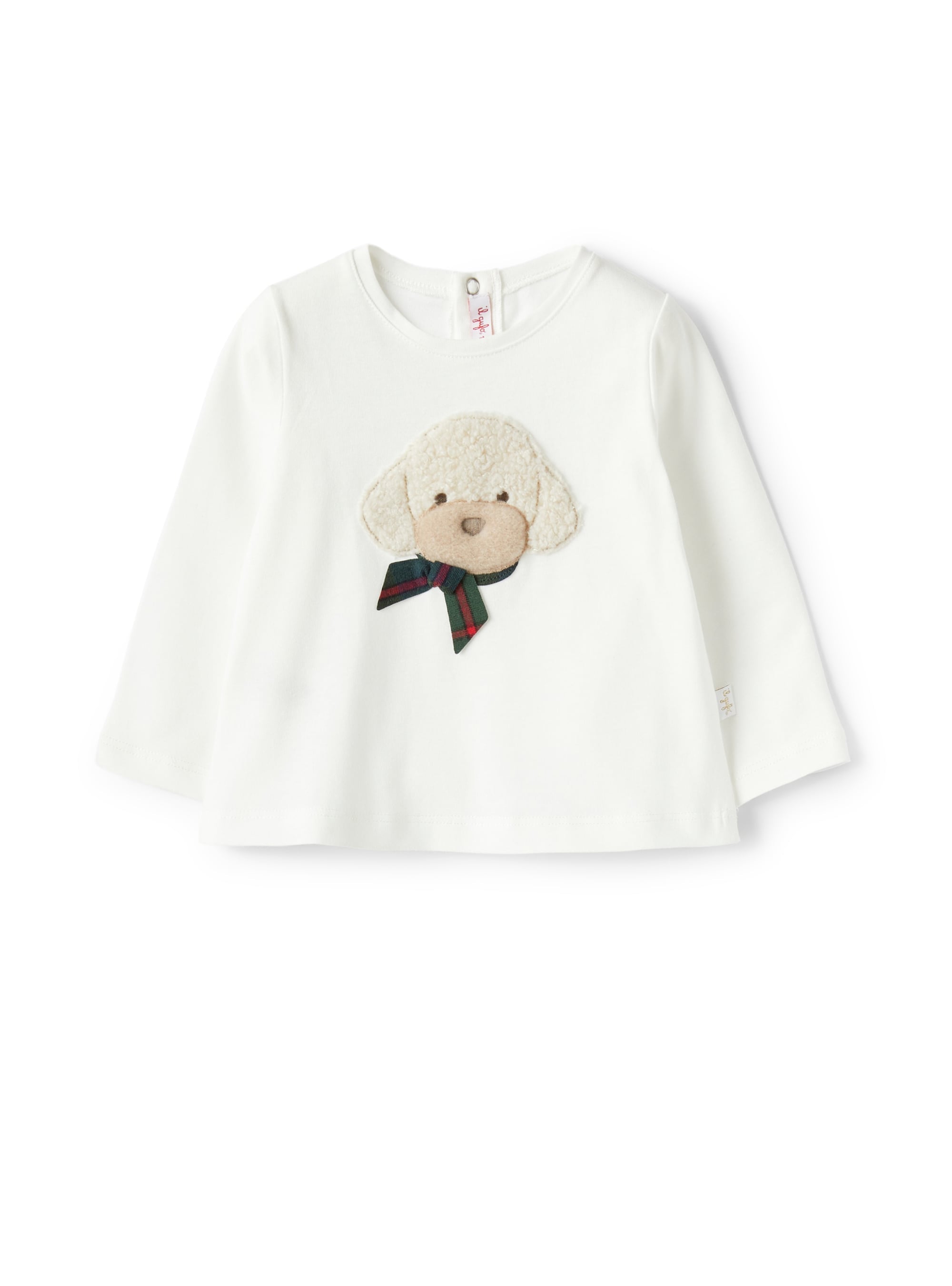 Baby boy’s T-shirt with poodle detail in teddy fleece