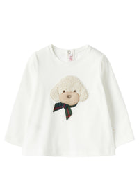Baby Boy’S T-Shirt With Poodle Detail In Teddy Fleece