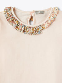 Long-Sleeve T-Shirt With Pink Ruffle Detail
