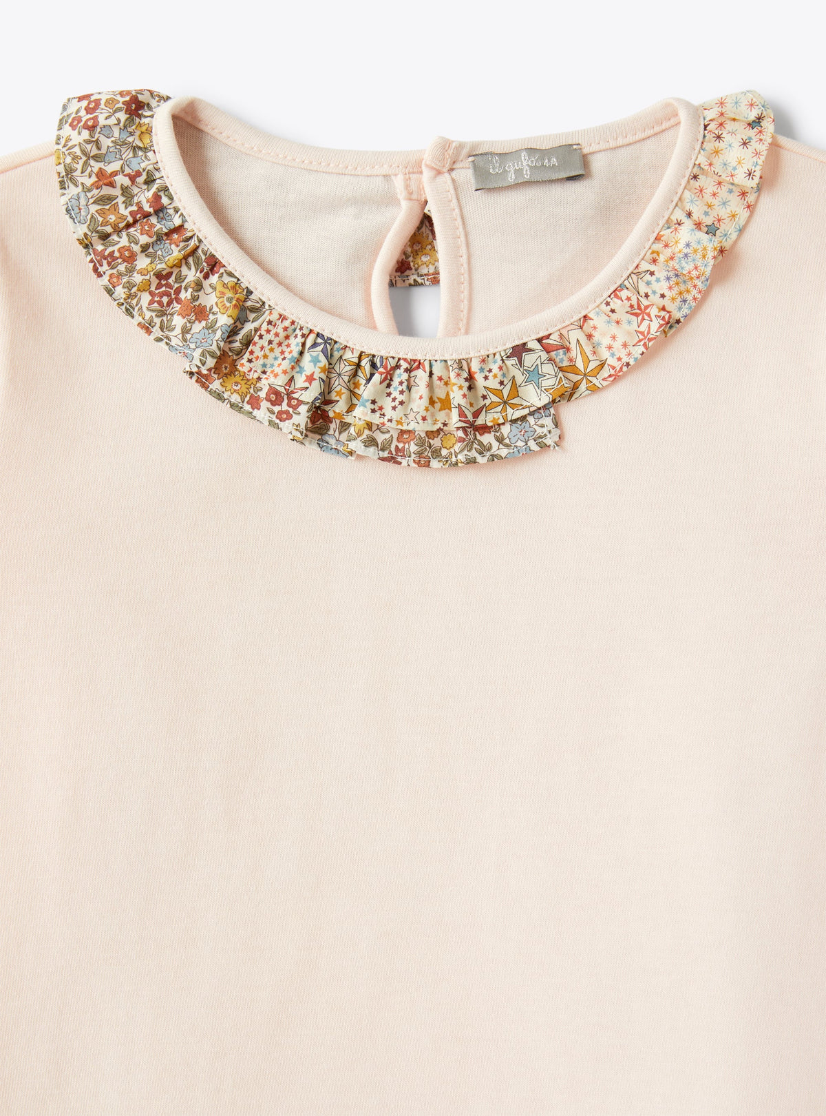 Long-Sleeve T-Shirt With Pink Ruffle Detail