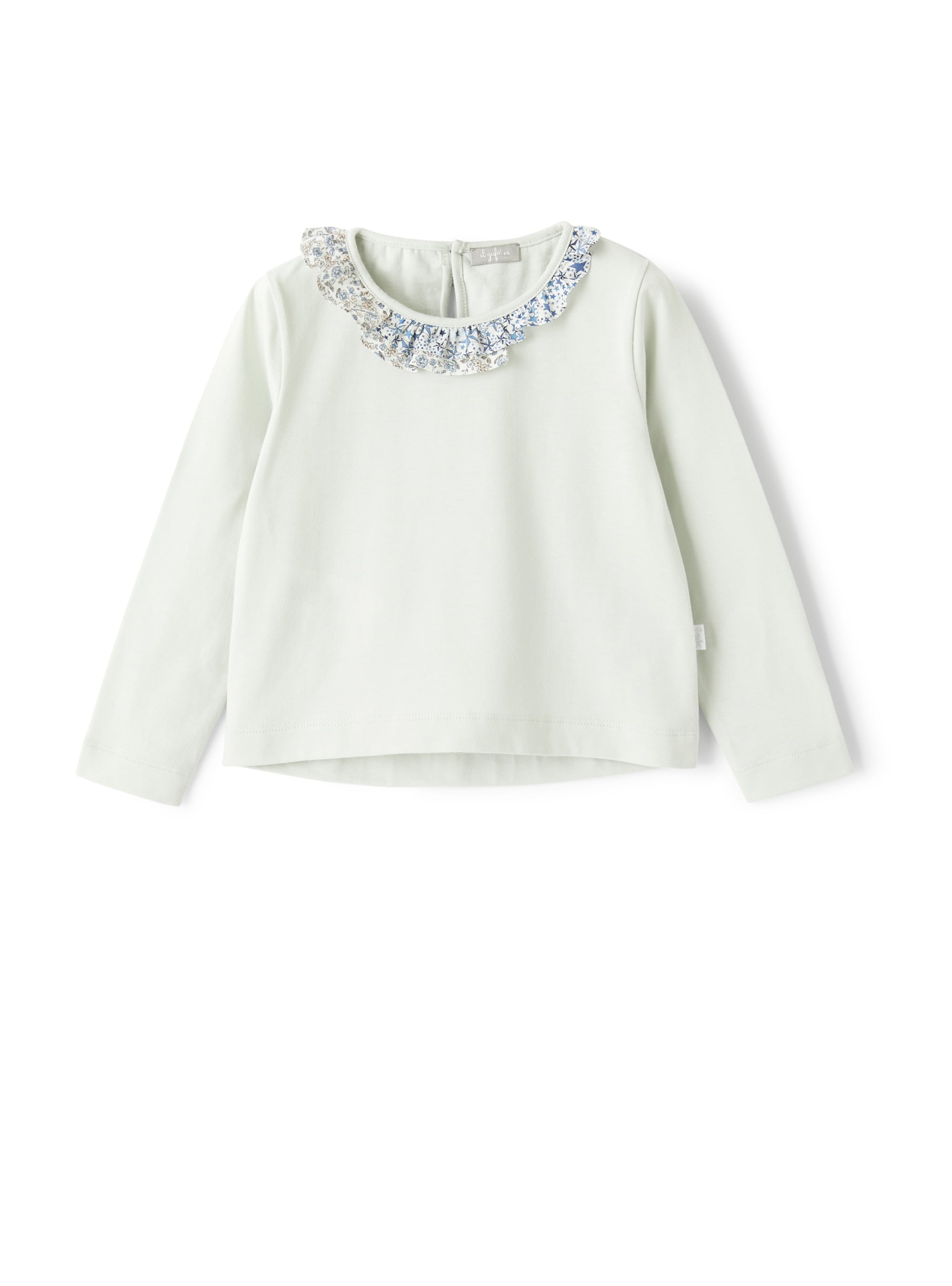 Long-sleeve T-shirt with light-blue ruffle detail