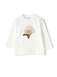 Baby girl’s T-shirt with a poodle detail in teddy fleece