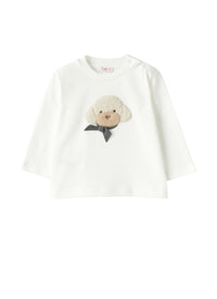 Baby Girl’S T-Shirt With A Poodle Detail In Teddy Fleece
