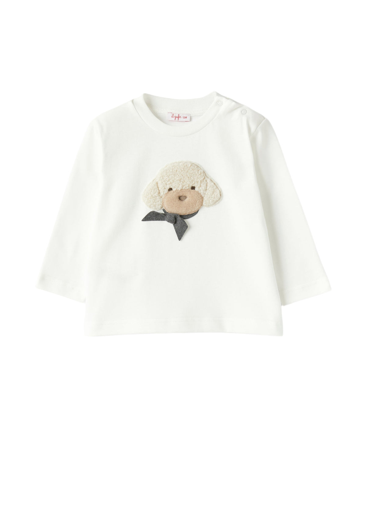 Baby Girl’S T-Shirt With A Poodle Detail In Teddy Fleece