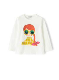 Long-sleeve T-shirt with print of little girl