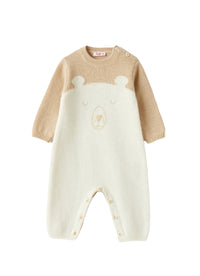 Grenouillère en tricot avec motif ourson - Latte & Betulla
