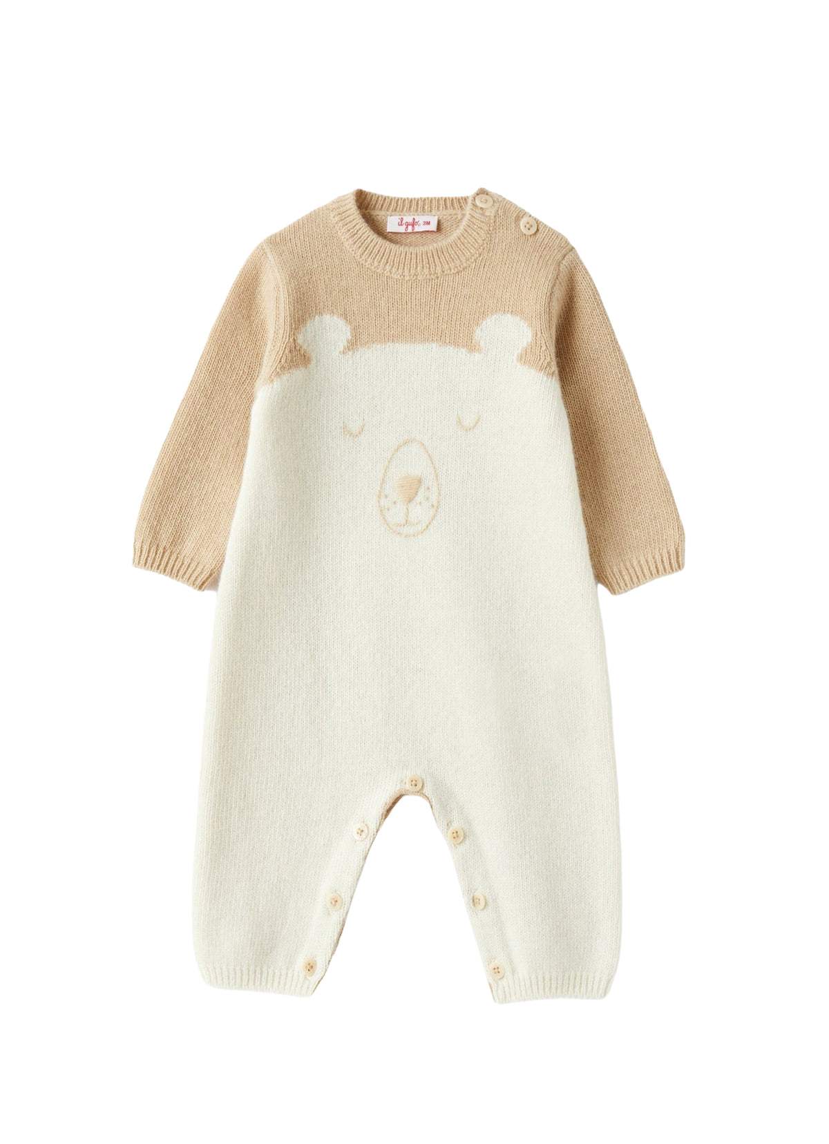 Grenouillère en tricot avec motif ourson - Latte & Betulla