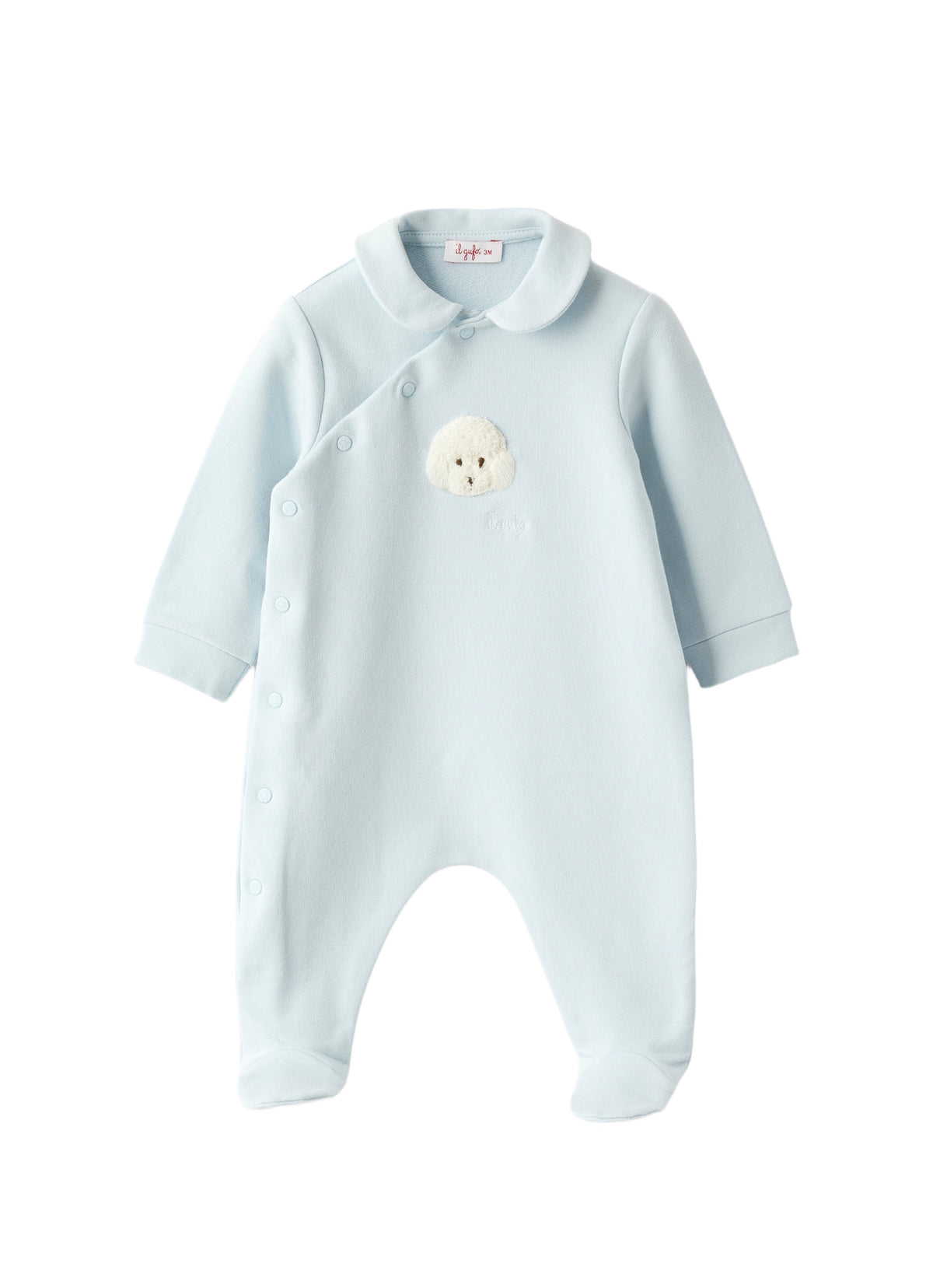 Fleece Babysuit With A Sky-Blue Poodle Detail
