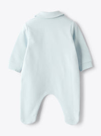 Fleece Babysuit With A Sky-Blue Poodle Detail