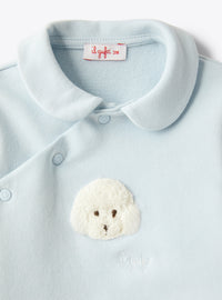 Fleece Babysuit With A Sky-Blue Poodle Detail