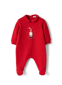 Fleece Babysuit With Embroidered Gnome