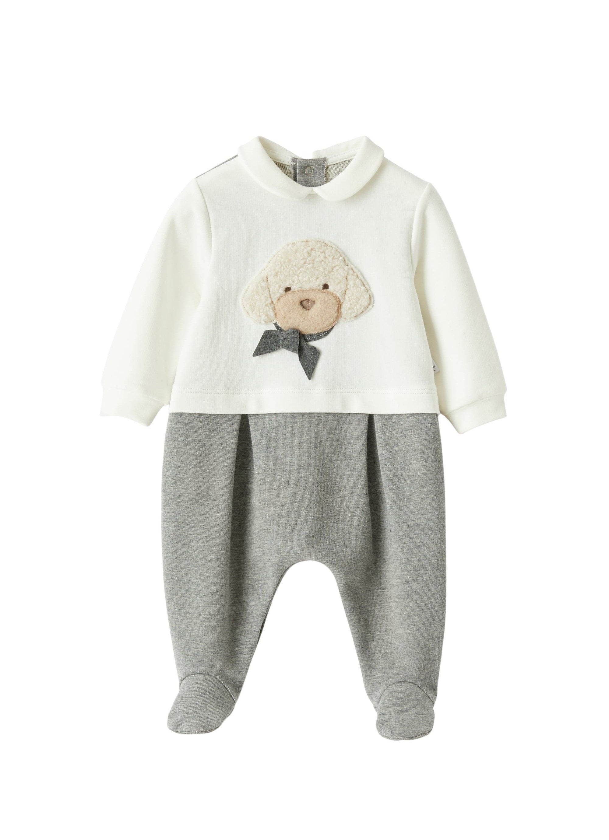 Fleece babysuit with teddy-fur poodle detail