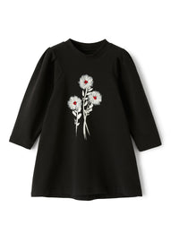 Dress in stretch fleece with floral print design