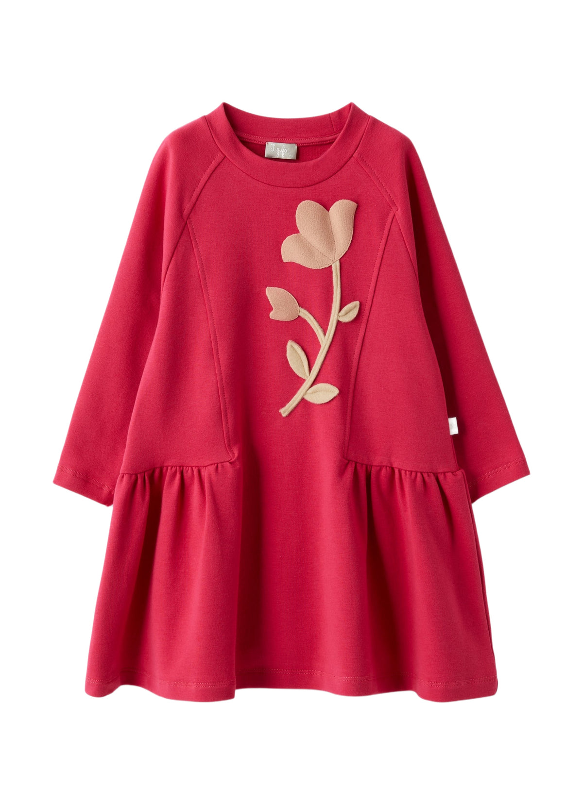 Fuchsia-Pink Fleece Dress With Floral Embellishment