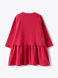 Fuchsia-Pink Fleece Dress With Floral Embellishment