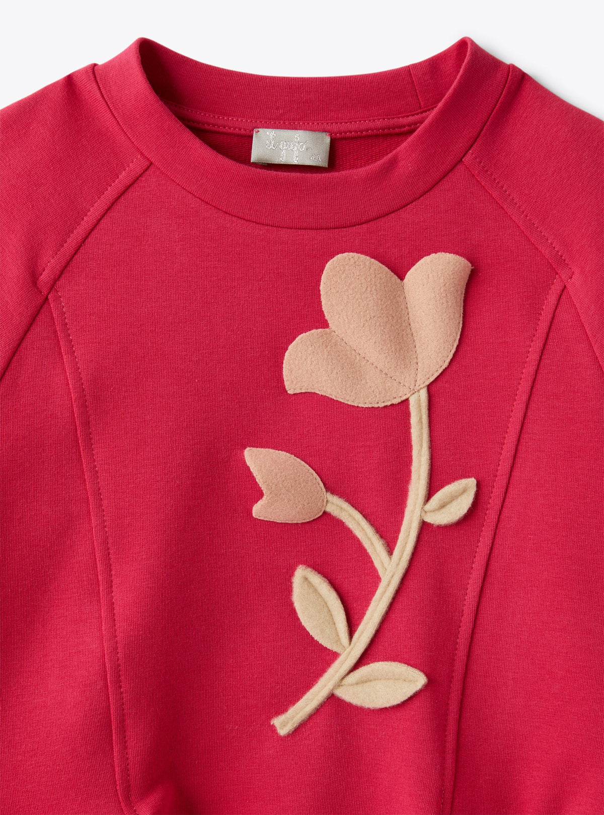 Fuchsia-Pink Fleece Dress With Floral Embellishment