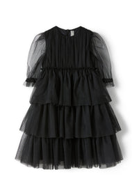 Tiered dress in black tulle