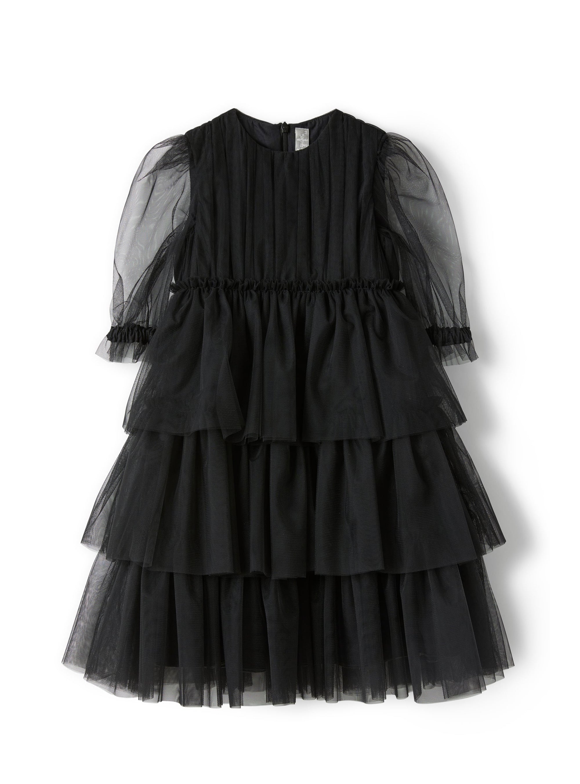 Tiered dress in black tulle
