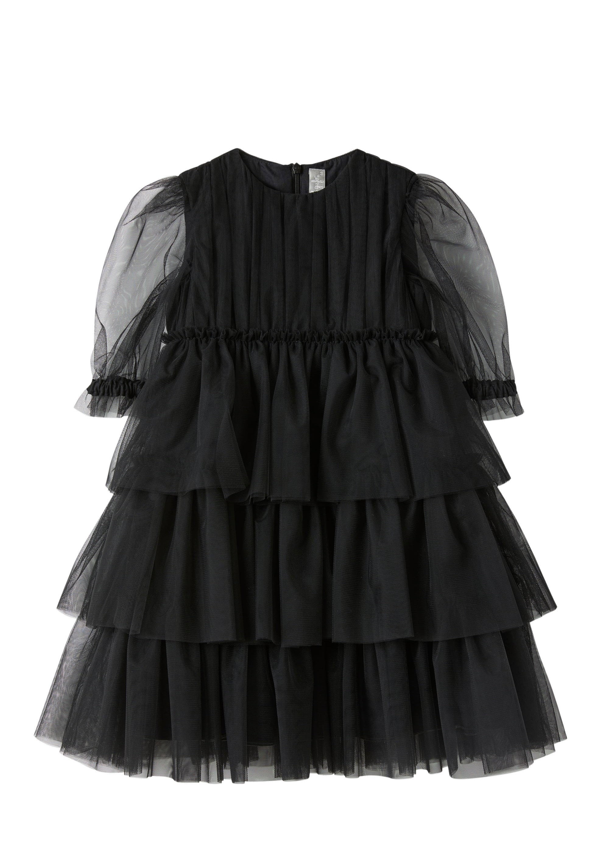vestito a balze  in tulle nero