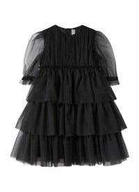 vm735h0018_099 // DOUBLON PAS FUSION /// Vestito A Balze  In Tulle Nero