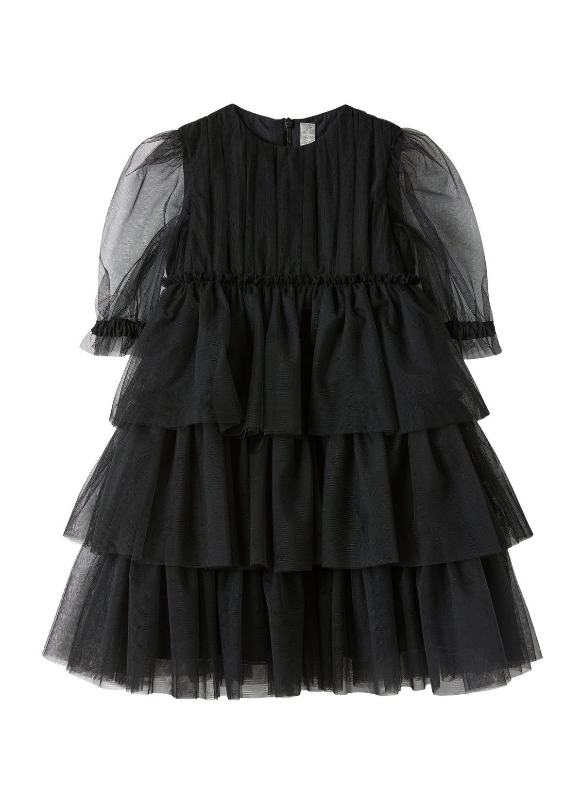 vm735h0018_099 // DOUBLON PAS FUSION /// Vestito A Balze  In Tulle Nero