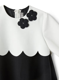 vestito bimaterico con fiori