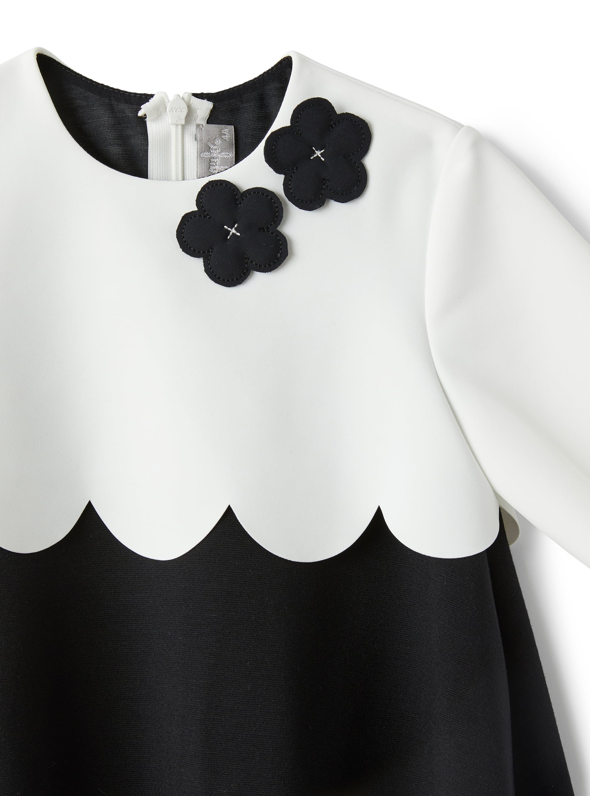 vestito bimaterico con fiori