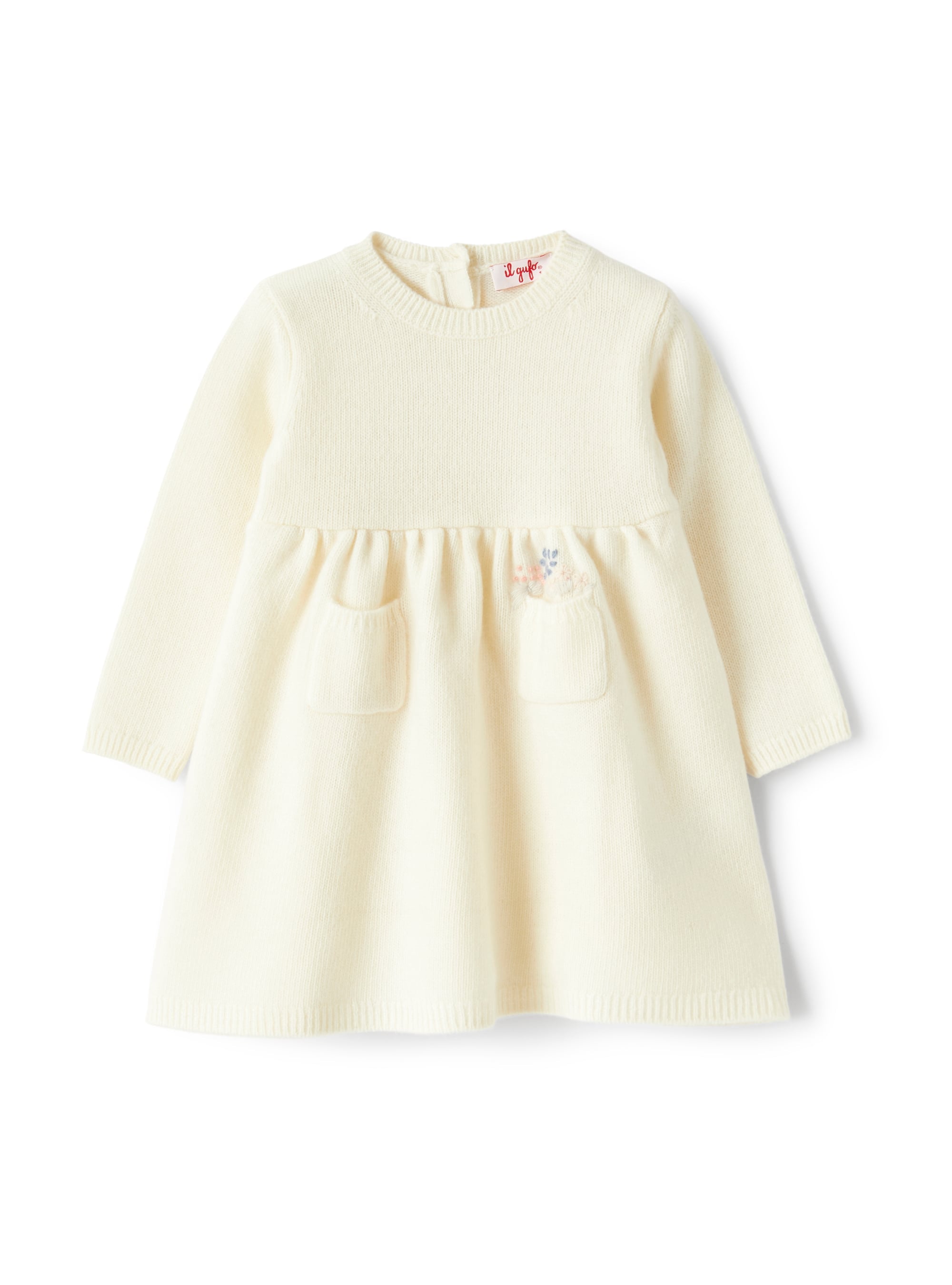 Baby girl’s tricot-knit dress with embroidery