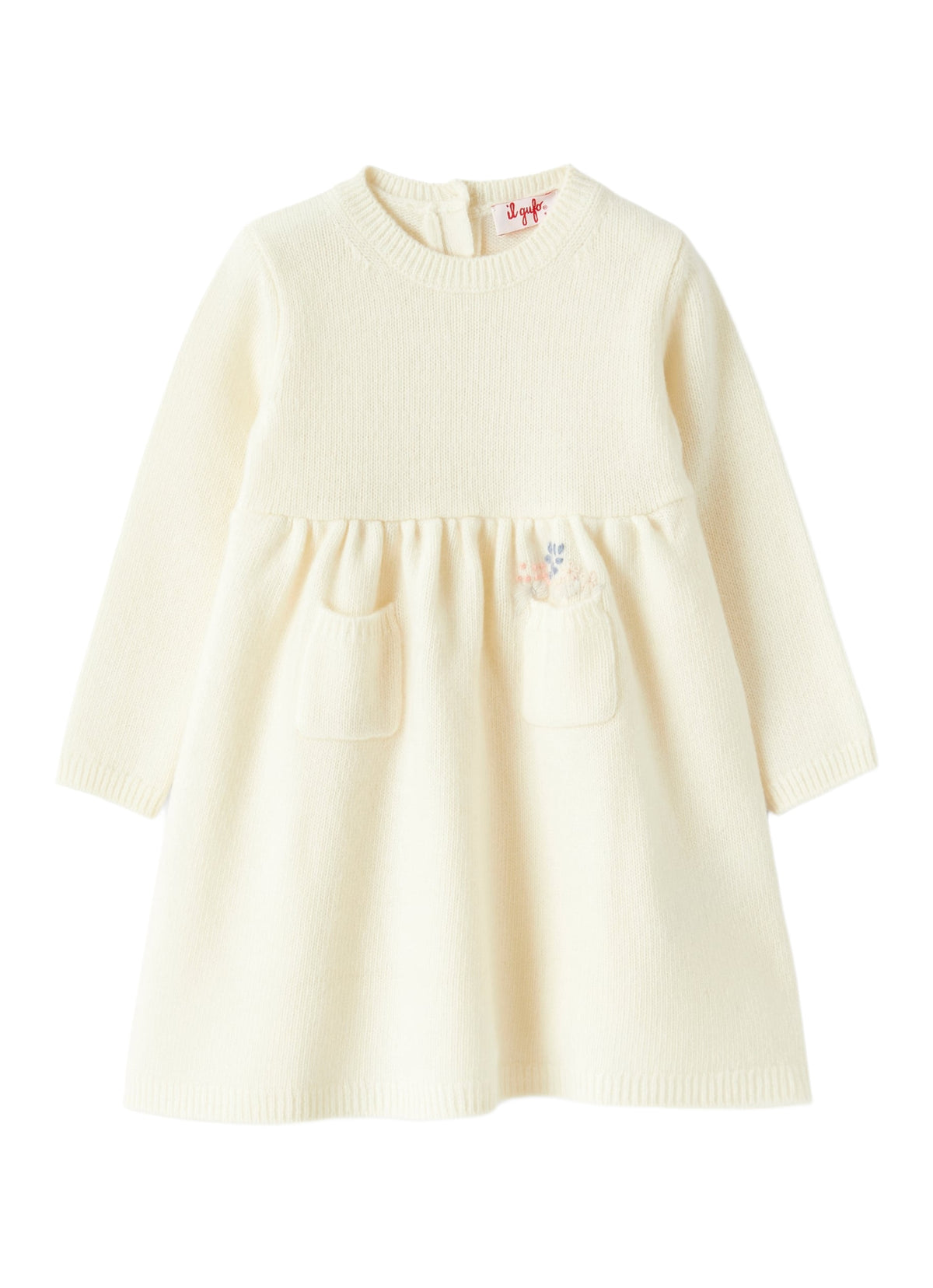 Baby Girl’S Tricot-Knit Dress With Embroidery