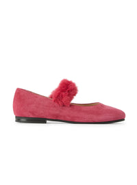 Ballet flat in fuchsia-pink suede