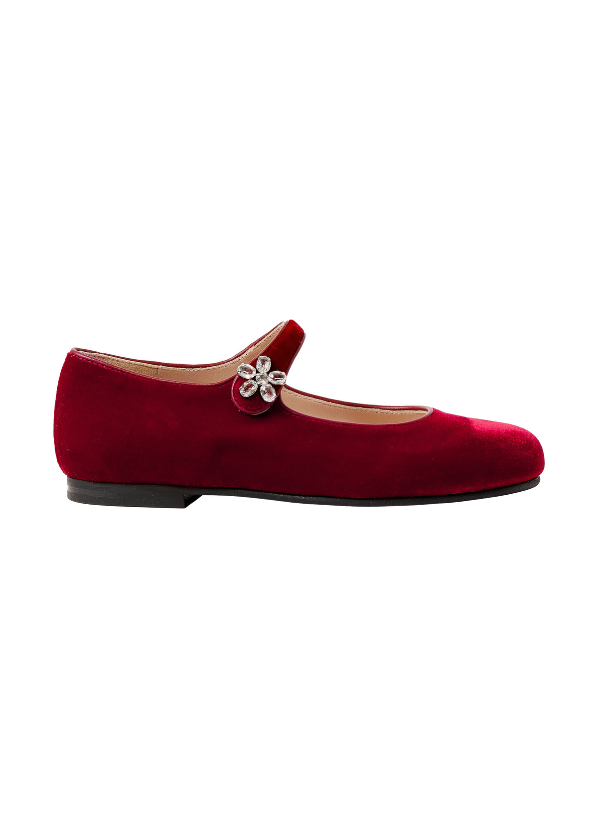 Ballerines en velours avec cristaux - Rosso