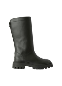 Black Leather Mid-Calf Boots