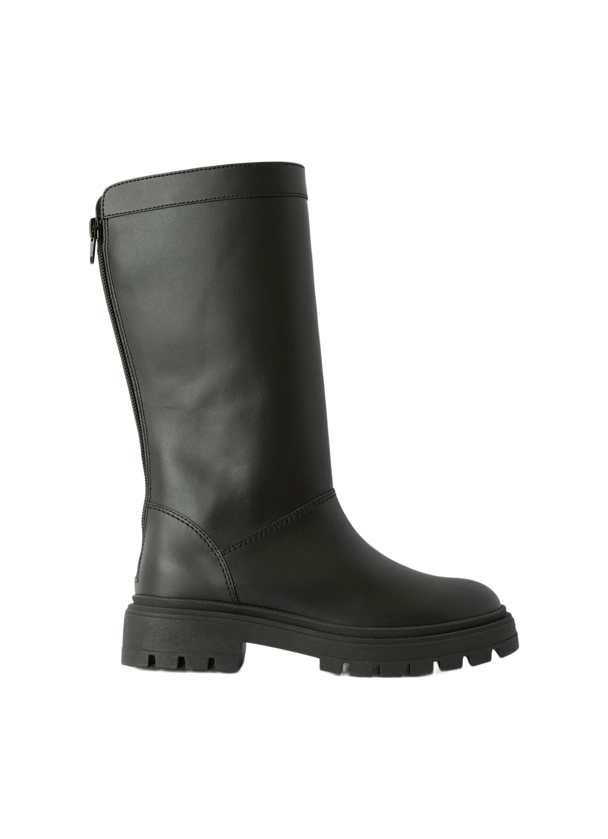 Black Leather Mid-Calf Boots