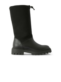 Black boot in two different materials