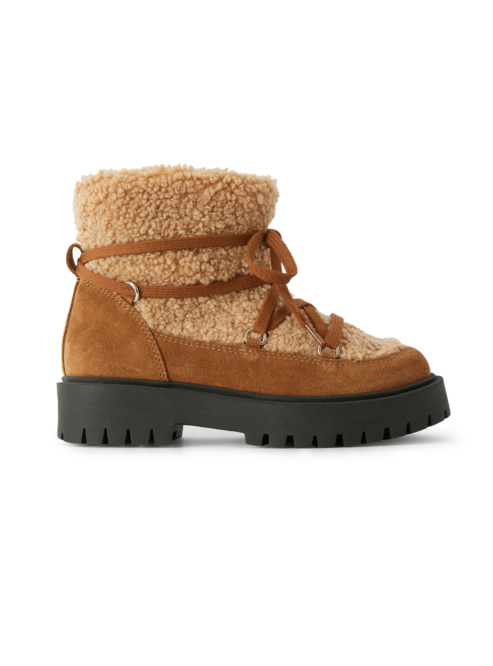Ankle boot in two different materials with laces at front