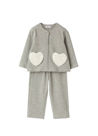Stretch cotton fleece set with appliqué