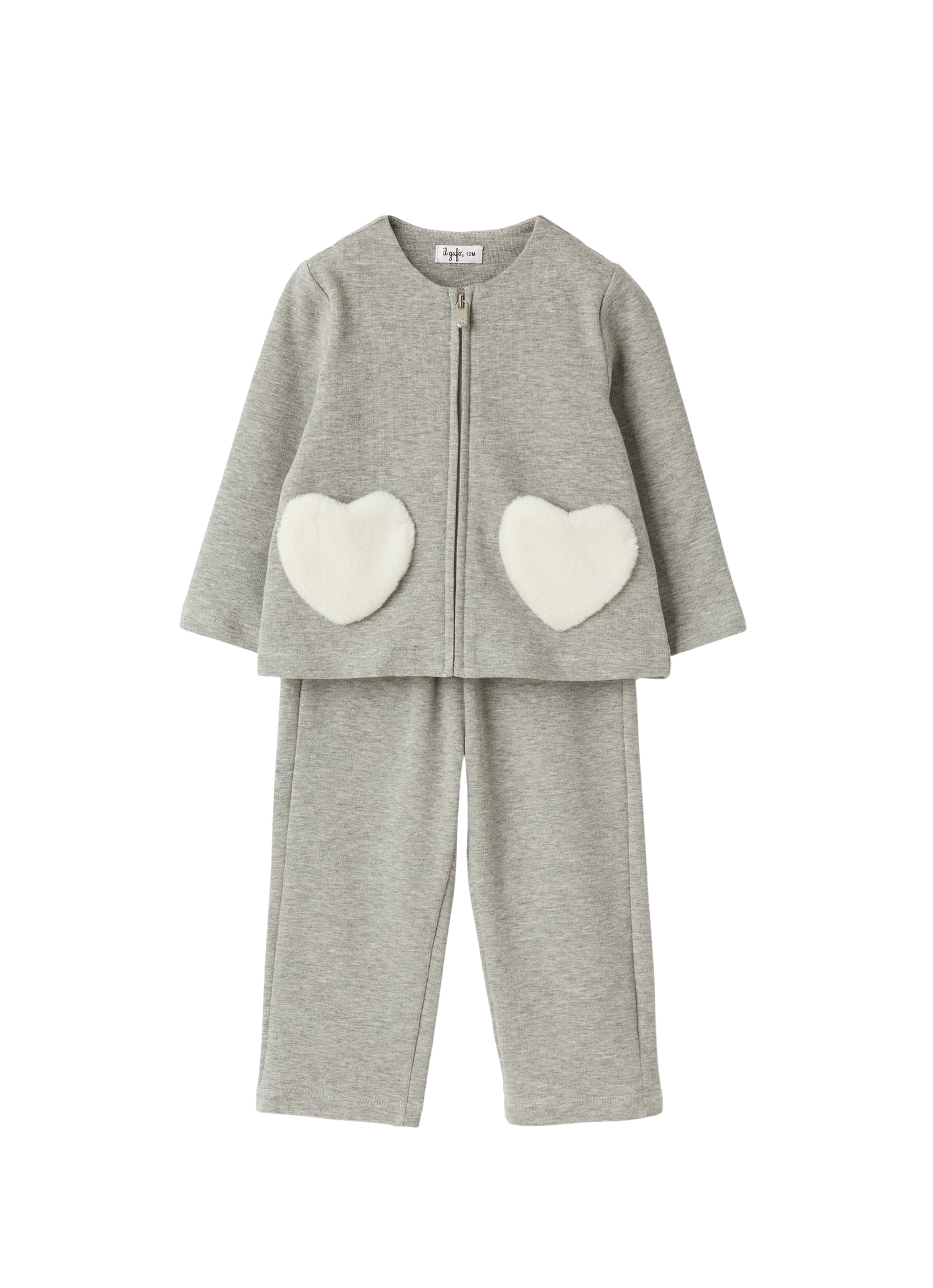 Stretch cotton fleece set with appliqué